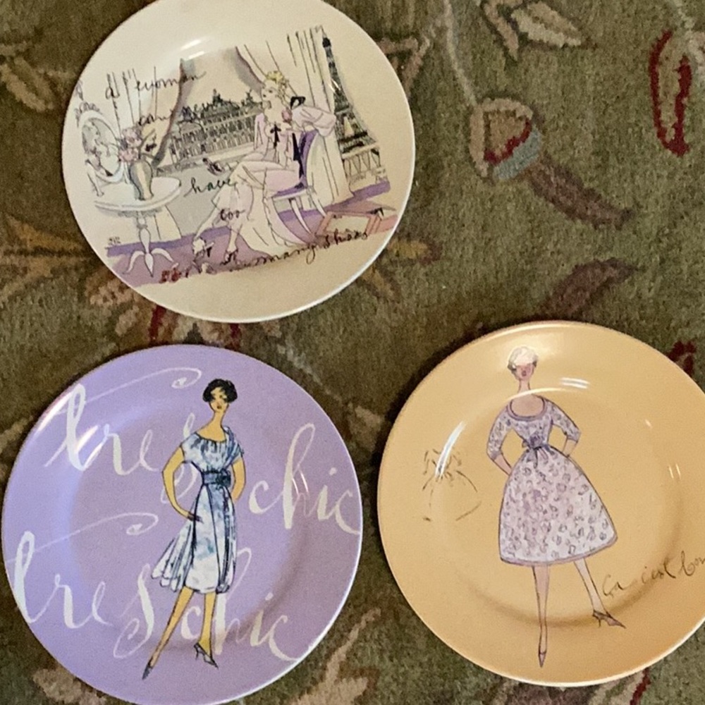 French Ladies Set of 3 Rosanna FASHIONISTAS 8 1/2" DECOR Or Dessert Plates